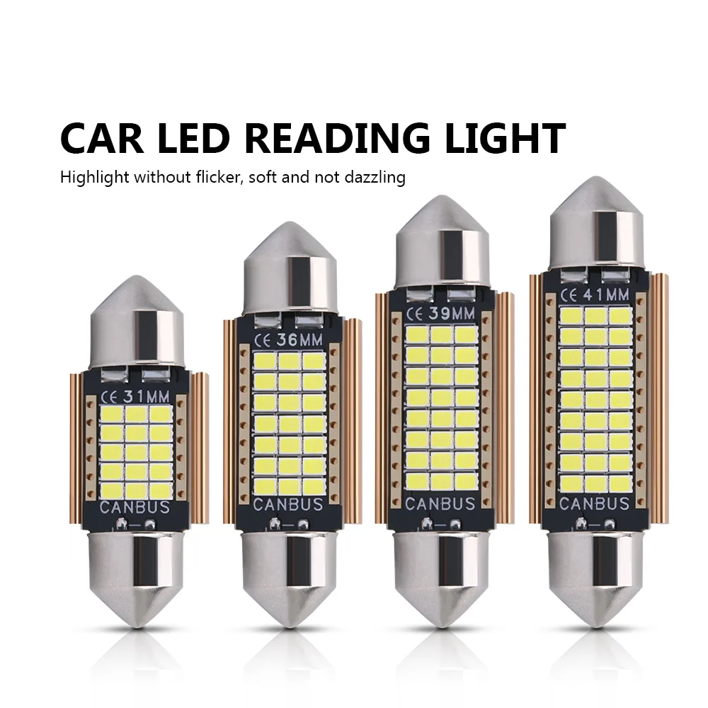 

1X C10W C5W LED Canbus Festoon Light 31mm 36mm 39mm 41mm For Car Bulb Reading License Plate Lamp 6000K White Free Error 12V 15V