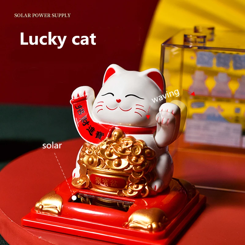 

3.15 Inch Lucky Cat Mascot Statue Home Room Decoration Cute Maneki Neko Car Decor Feng Shui Ornament Waving Fortune Cat Figurine