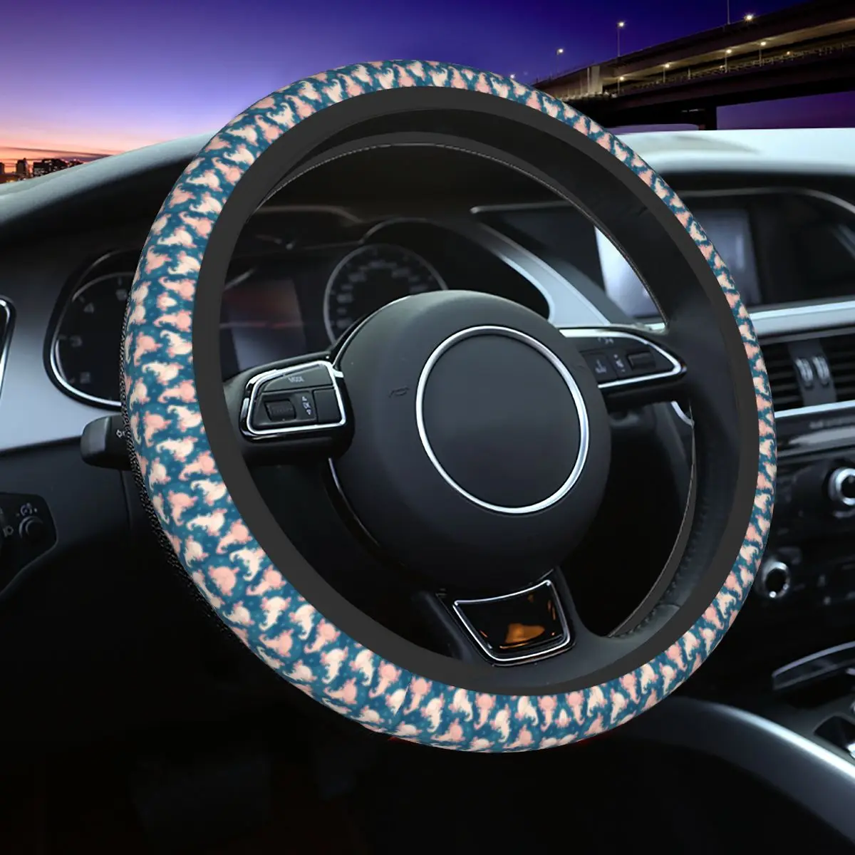 

Relaxolotl Axolotl Auto Car Steering Wheel Cover Salamander Adorable Universal 14.5-15 Inch Steering Wheel Protector for Sedan