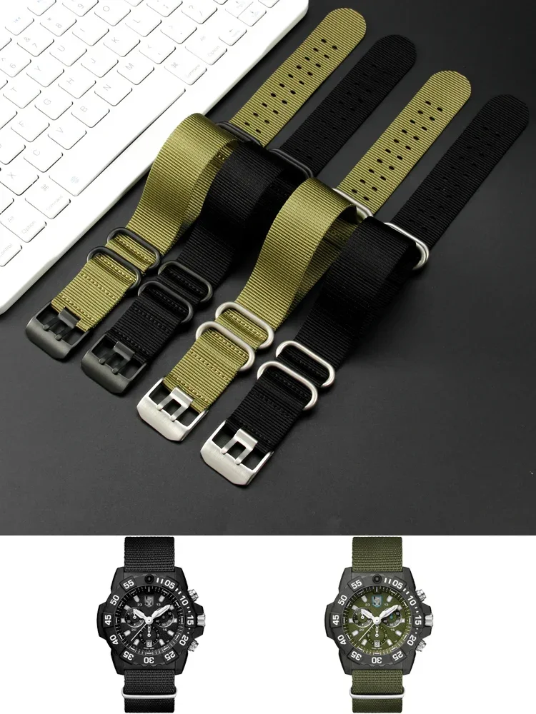 

For Luminox Double Hole Nylon Breathable High Density Knitting Comfortable Watch Strap 3051 3080 3150 22 23mm Accessories