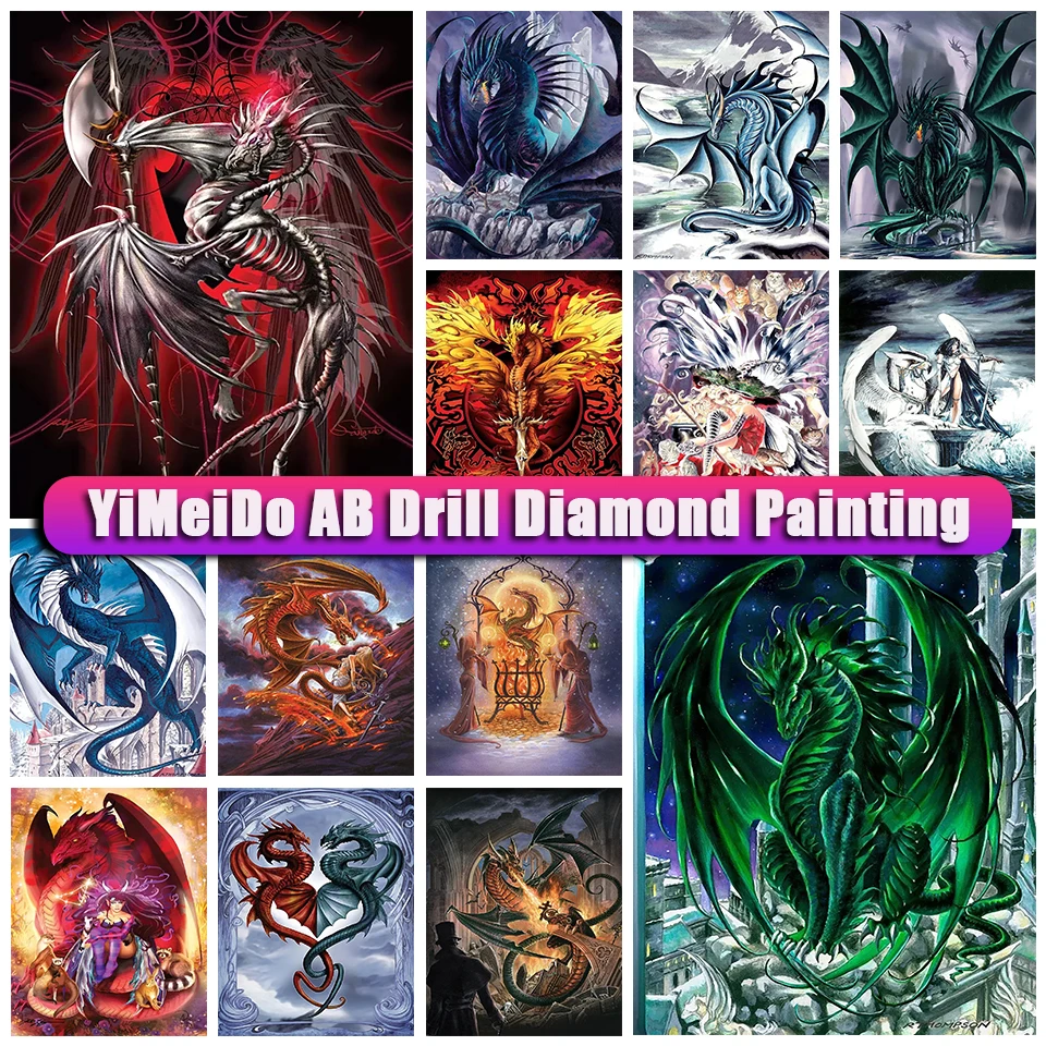 

YiMeido Diy AB Diamond Painting Dragon Cartoon Picture Full Drill Diamond Mosaic Embroidery Cross Stitch for Children Home Decor