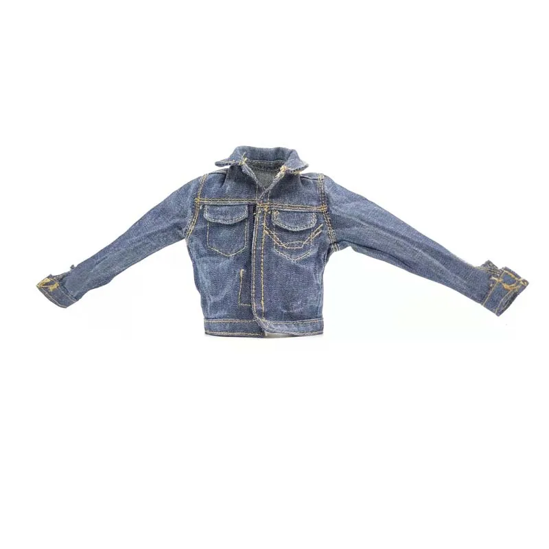 

1/6 Scale Blue Edging Jeans Jacket Male Soldier Denim Coat for 12in Action Figure Body Model Toy Collection