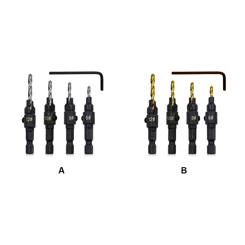 

4 Pieces Countersink Drill Bit Set Bits Quick Change Replacement Tools