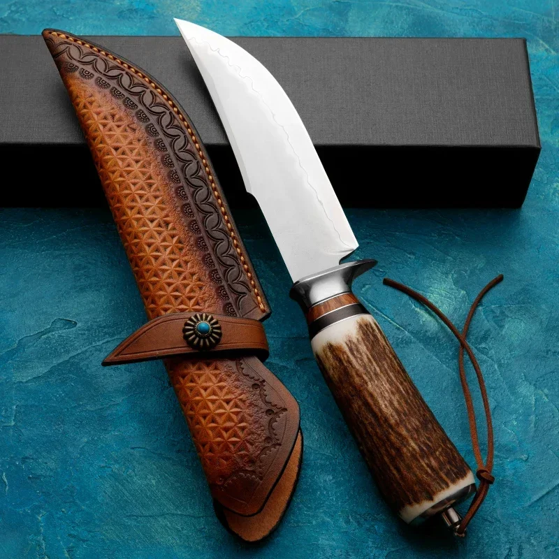 SKD-11 Стальной охотничий нож с роговой ручкой — уличный инструмент для пеших