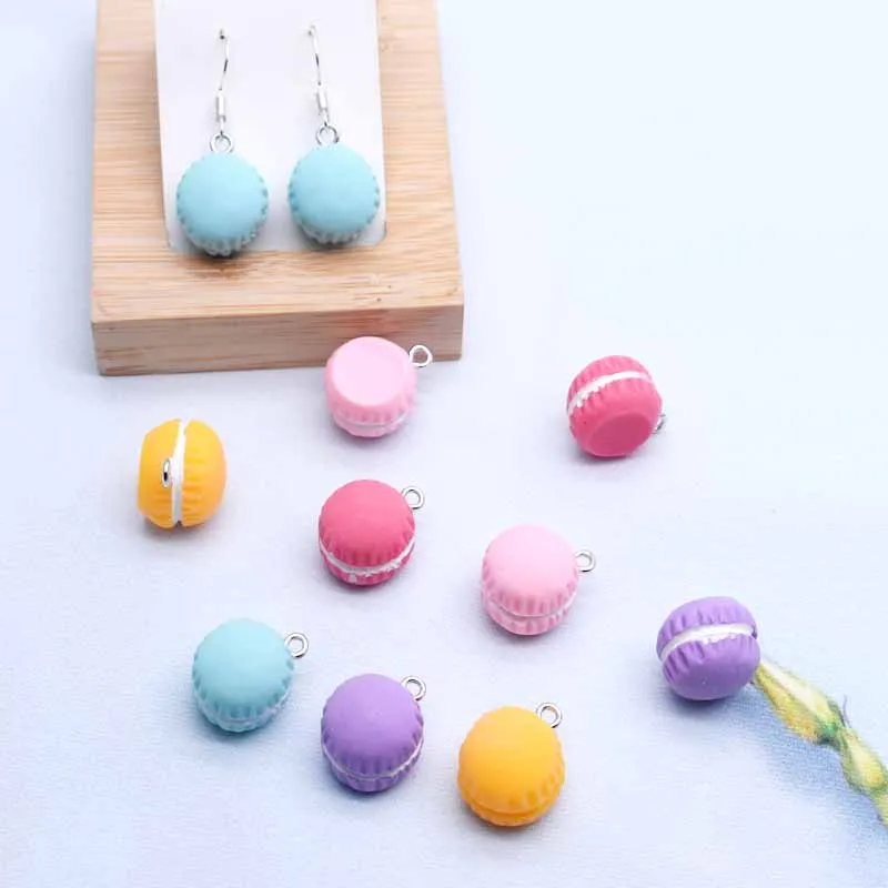 

10pcs 14*12mm Cabochon Flatback Mini Kawaii Miniature Macaron Pendant Charms Resin For Handmade Bracelets Necklace Earring