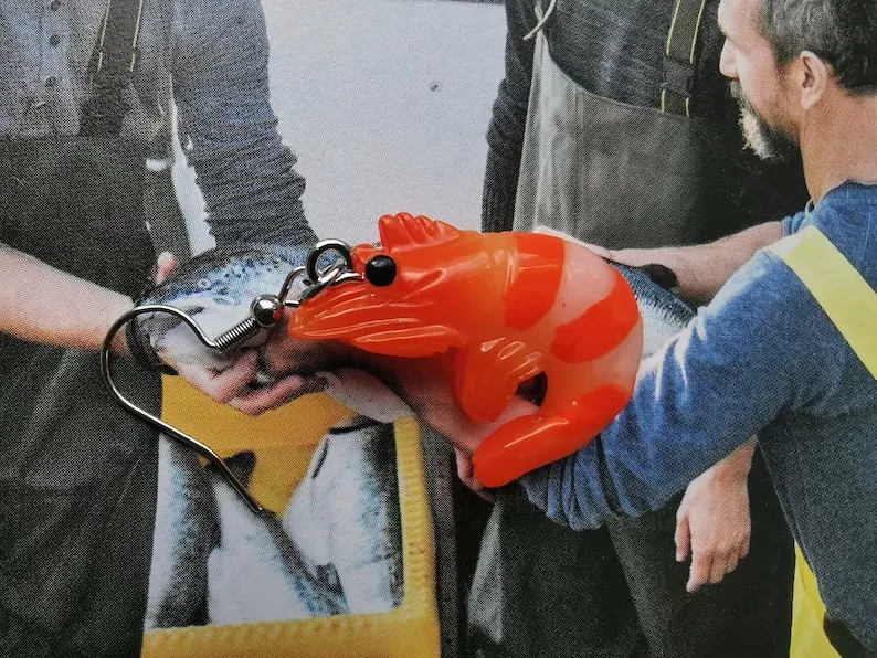 Серьги в виде креветки креветок морепродукты суши Очаровательное украшение