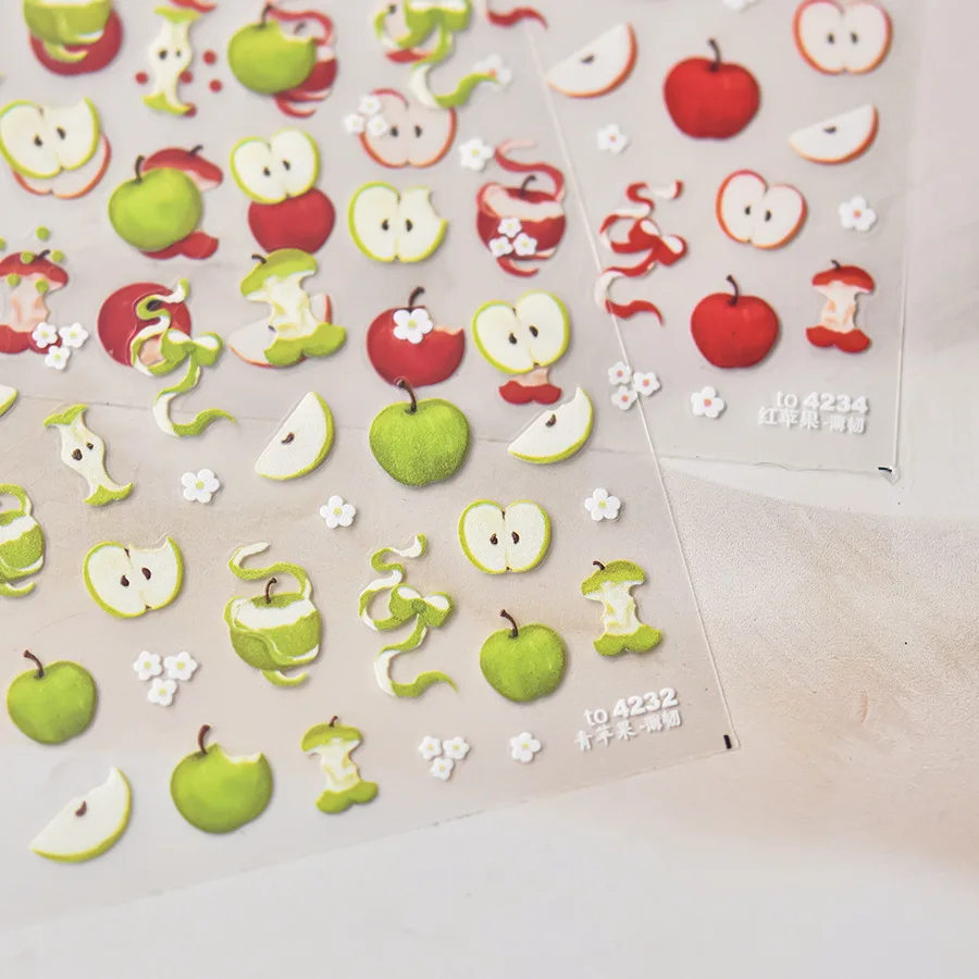1 лист желе красные и зеленые яблоки дизайн ногтей наклейки самоклеящиеся для