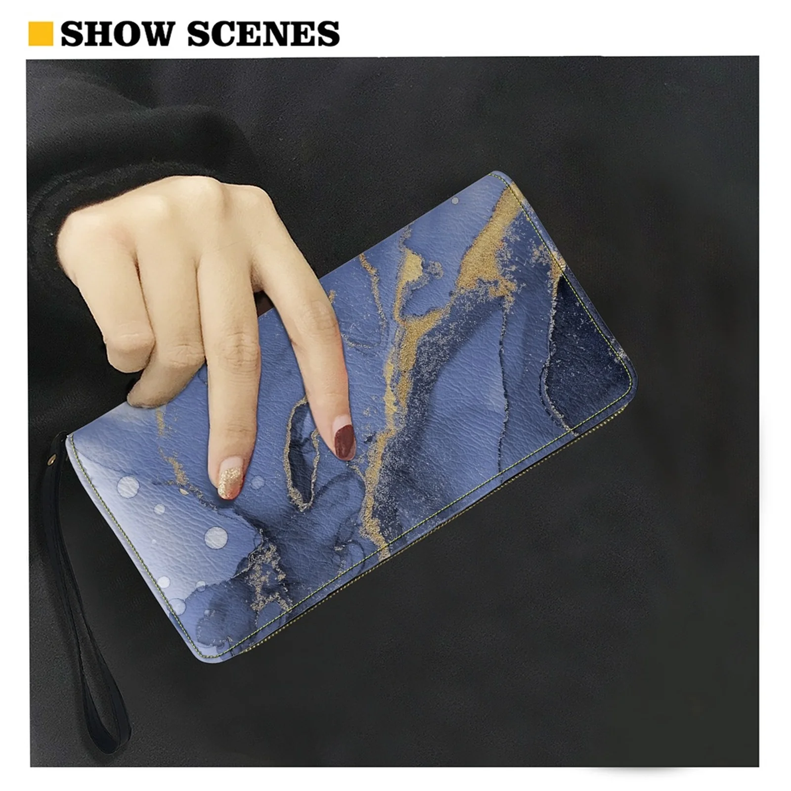 Belidome Marble Wallets for Womens Leather RFID Blocking Design Zip Around Card Holder Organizer Ladies Travel Clutch Wristlet