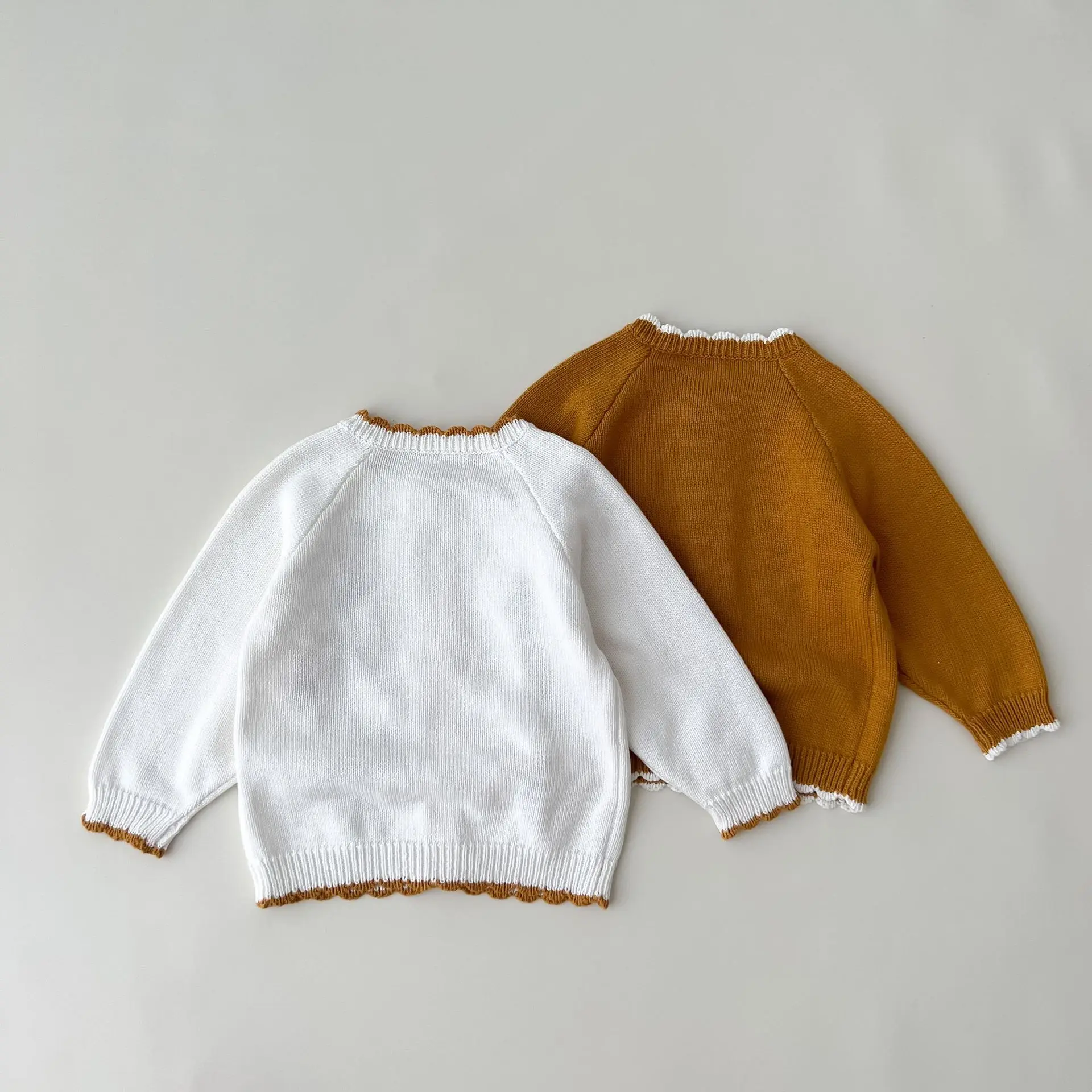 RiniLucia Infant Sweet Kids Baby Girls Cardigan Coat Autumn Baby Girls Long Sleeve Embroidery Knit Children's Cardigan Coat