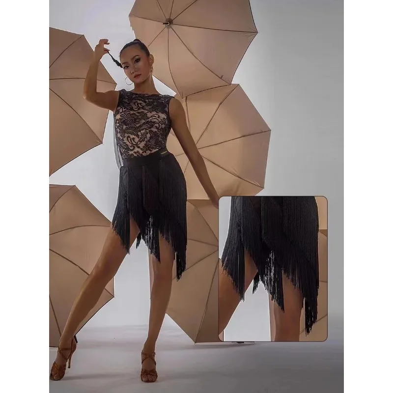 Дизайн с кисточками женское платье для латинских танцев женская юбка бальные