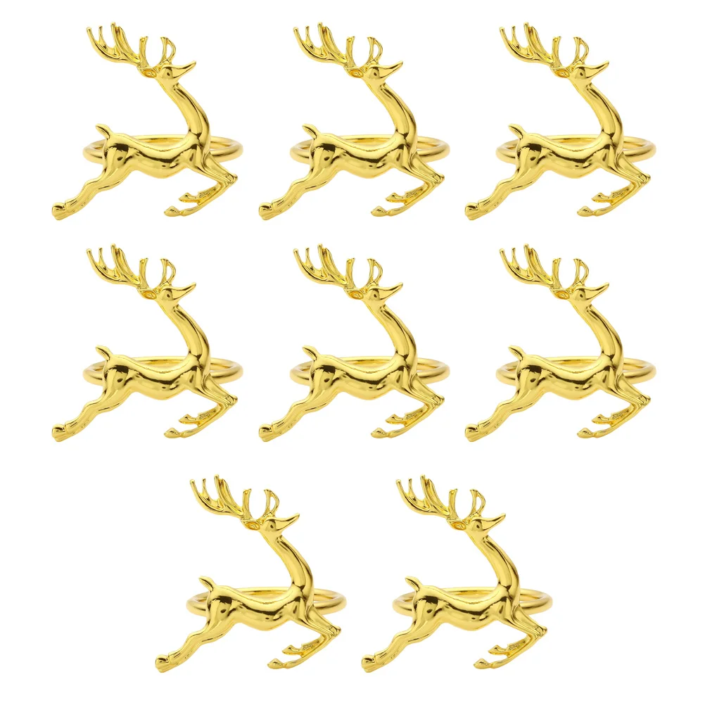 

Napkin Rings Holder Deer Christmas Ring Holiday Dinner Reindeer Holders Weddingtablesgolden Buckle Party Serviette Metal Gold