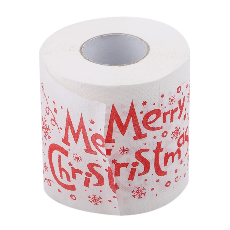 

1 Roll Toilet Paper Santa Claus Printed Merry Christmas Tissue Table Room Decor Christmas Party Ornament DIY Craft Paper