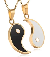 tai chi yin yang pendant necklaces for couple best friends gold chain necklaces for women men fashion jewelry accessories 12pcs