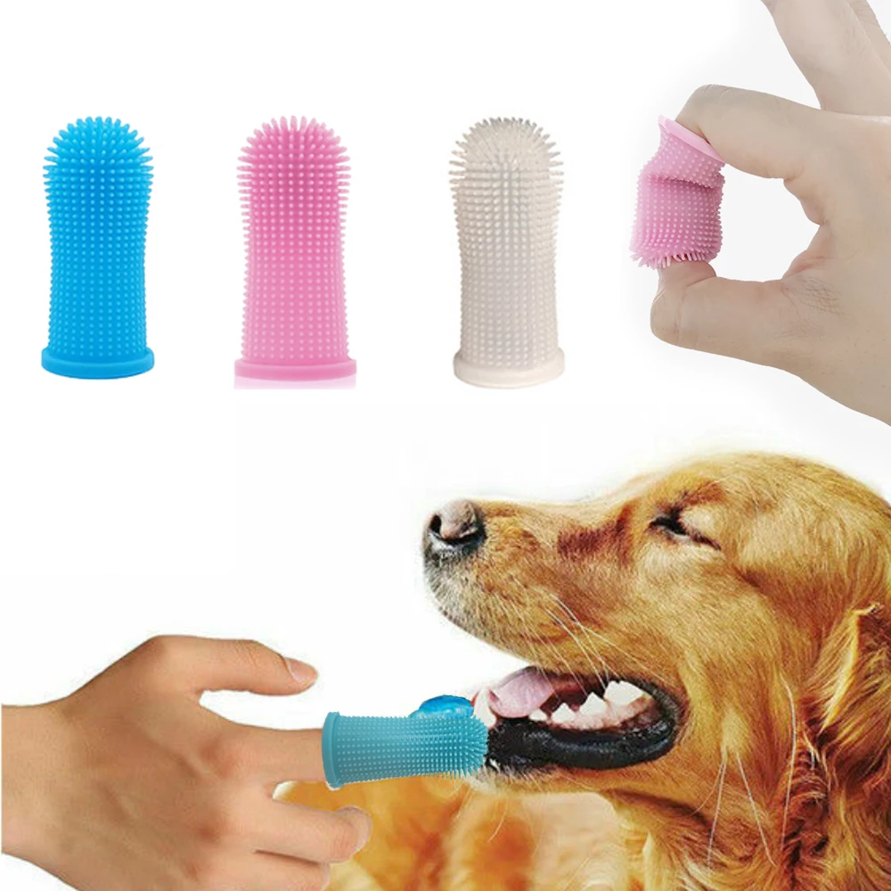 

Dog Super Soft Pet Finger Toothbrush Teeth Cleaning Bad Breath Care Nontoxic Silicone Tooth Brush tool Dog Cat Cleaning Supplies