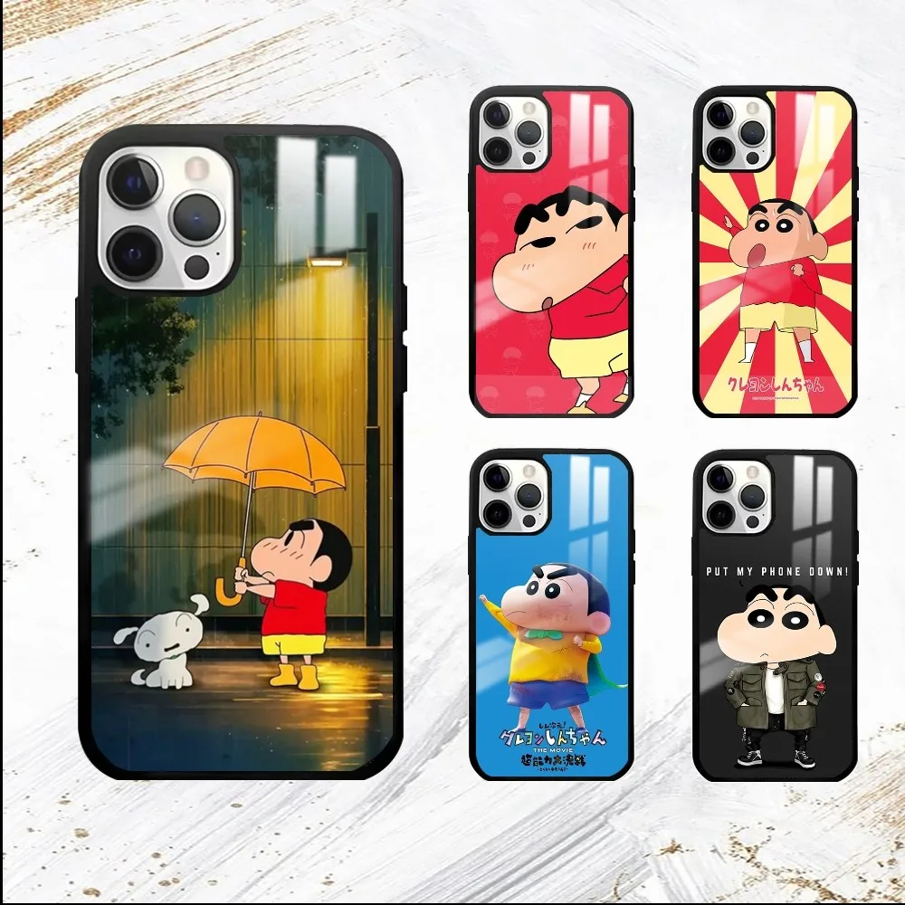 Чехол для телефона с рисунком C-Crayon S-ShinChan iPhone 16 15 14 13 12 11 Pro Max Plus Mini PC модный