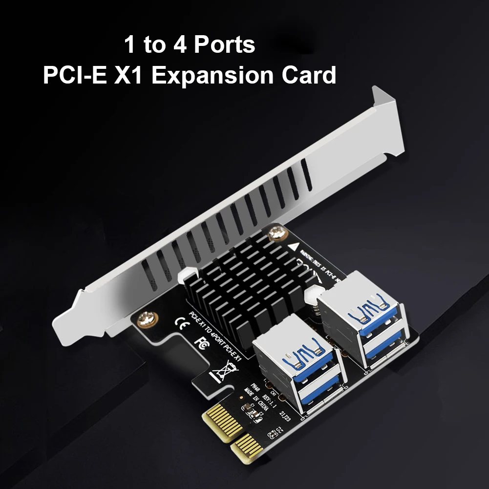 

Desktop Computer PCIE X1 Riser Card 1 to 4 Port PCI Express Extender Board Controller Board Expansion Card New Support x4 x8 x16