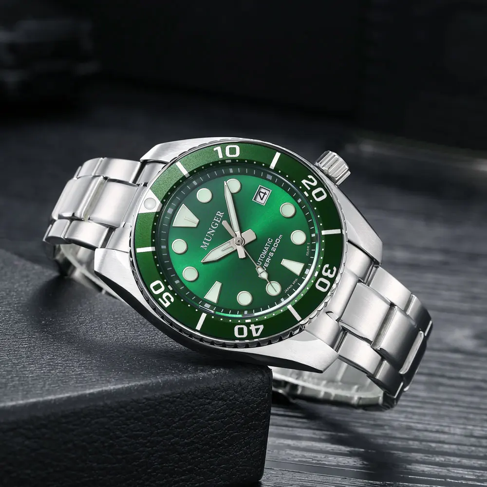 9.Seiko Mens Automatic Watches Men Dive Watch 200m Water Resistant Mechanical Wrist Watch C3 Luminous Watch Sapphire Mirror