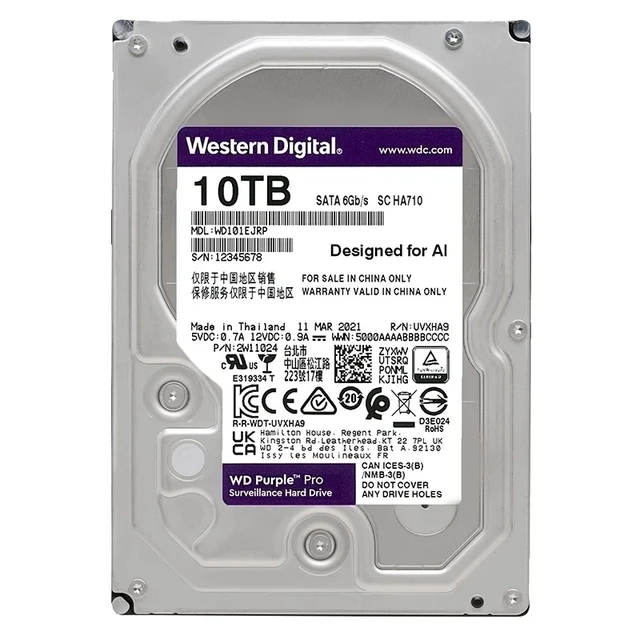 Brand New Western Digital WD Purple 3TB 4TB 6TB 8TB 10TB Surveillance Hard Drive SATA III HDD HD Harddisk 6.0Gb/s 3.5" HDD 6