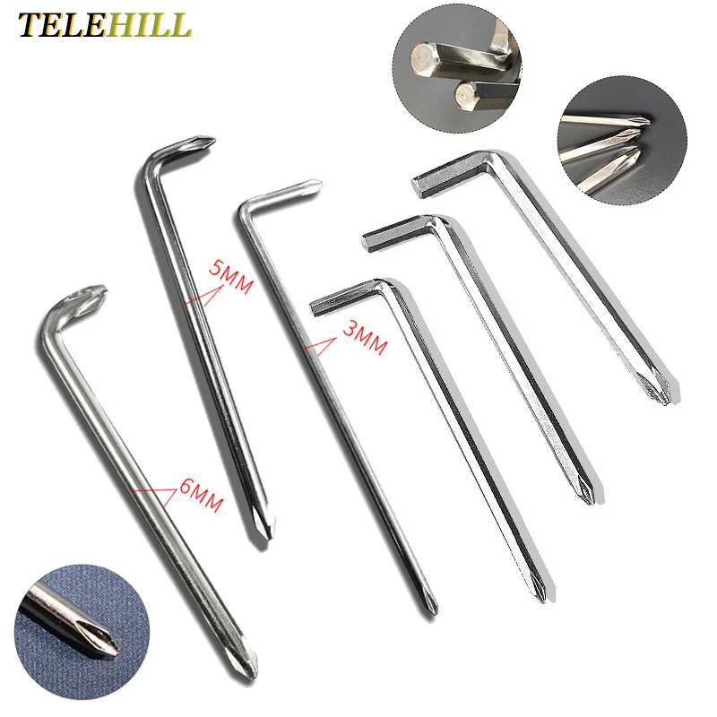 L-Type Screwdriver Phillips/Hexagon Key Wrench L-Shaped Wrench Drill Bits Elbow Bend Short Arm Screwdriver PH0 PH1 PH2 H4 H5 H6