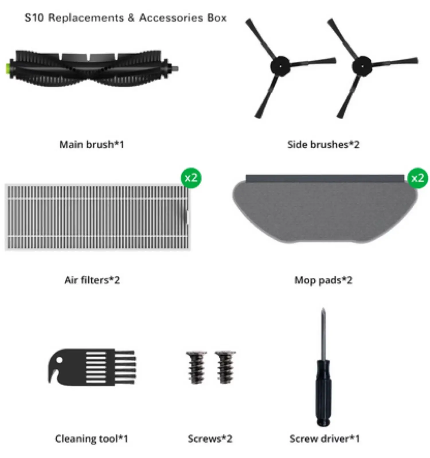 

360 S10 Robot Vacuum Cleaner Replacements & Accessories Box Main Brush Side Brushes Air Filters Water Filters Mop Pads Cleaning