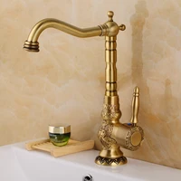 Monite Antique Brass Bathroom Basin Faucet Long Spout Wash Sink Tap 360 Rotation Single Handle Swivel Black Kitchen Mixer Faucet