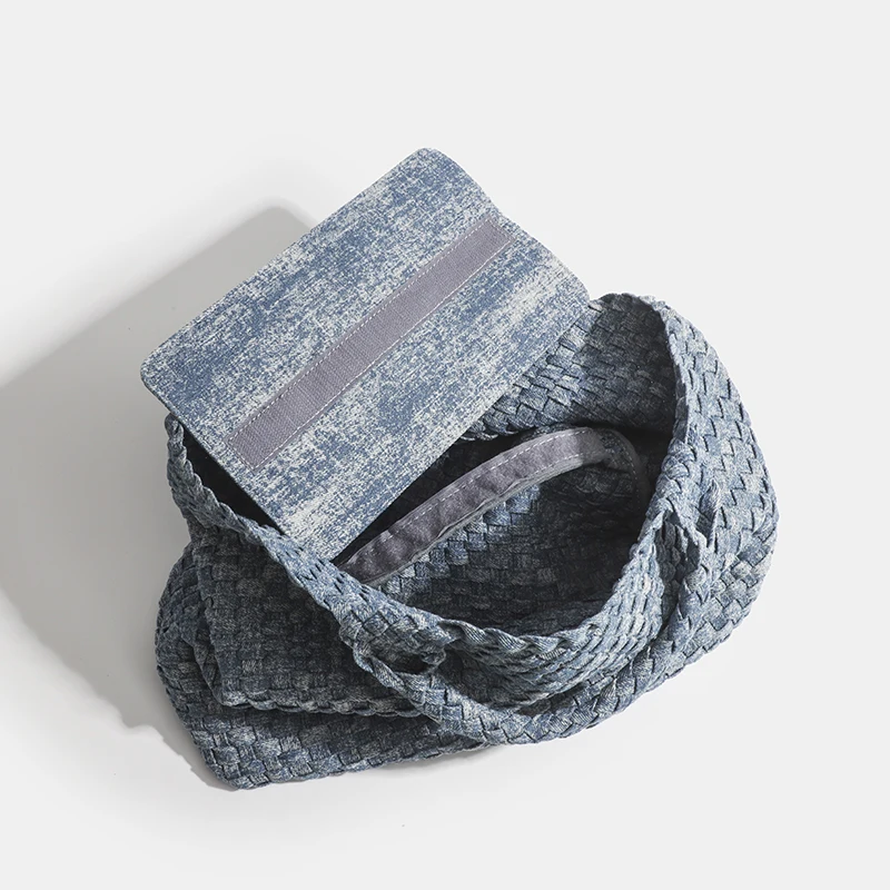 Ручная плетеная красивая сумка из потертого денима Повседневная через плечо