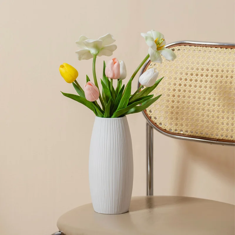 Керамическая ваза в скандинавском стиле эстетике Ikebana белая матовая Роскошная