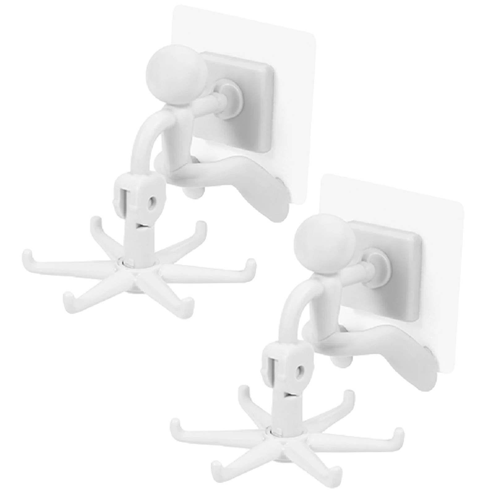 

2pcs Kitchen Bathroom Portable Self Adhesive ABS Multipurpose 360 Degrees Rotating Accessories Jewelry Keys Hanging Folding Hook