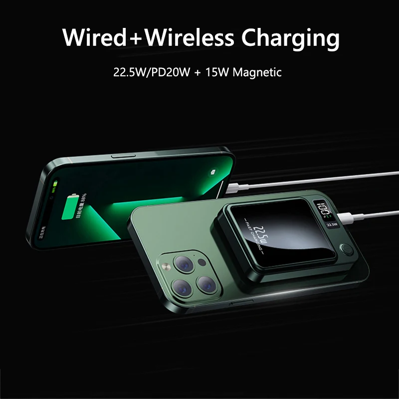 100000 Беспроводной магнитный аккумулятор mAh сверхбыстрая зарядка цифровой внешний