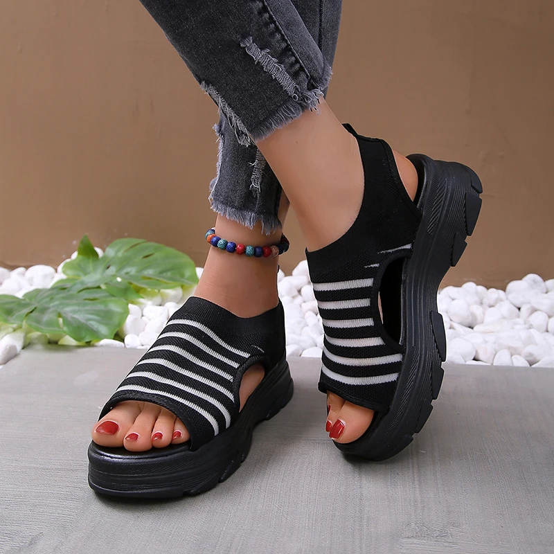 

Сандалии женские ортопедические с открытым носком, пляжные Босоножки на платформе, мягкая танкетка, Повседневная летняя спортивная обувь