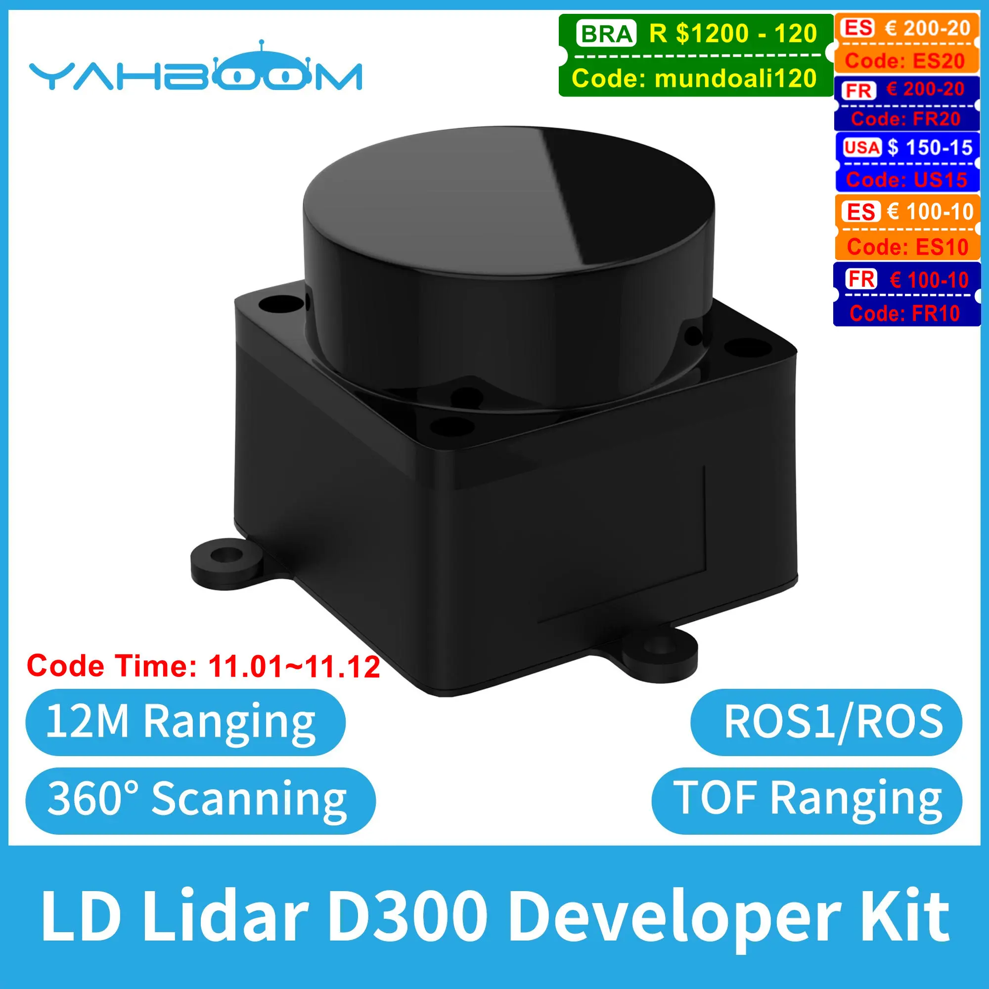 Дешево Yahboom LD06 Lidar Портативный 360-градусный лазерный сканер DTOF Kit-12M Диапазон поддержки ROS Raspberry Pi SLAM аксессуар для робота ROS Pаспродажа Yahboom LD06 Lidar Портативный 360-градусный лазерный сканер DTOF Kit-12M Диапазон поддержки ROS Raspberry Pi SLAM аксессуар для робота ROS