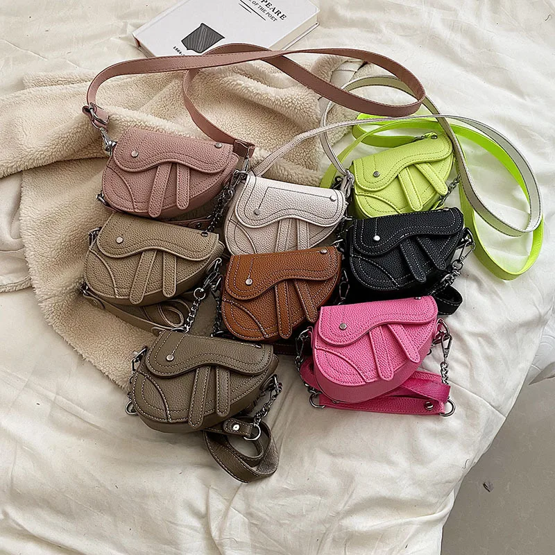 Fashion Ins PU Children's Bags Girls Niche Messenger Bag Retro Portable Saddle Bag Baby Kids Shoulder Bag Accessories Handbag