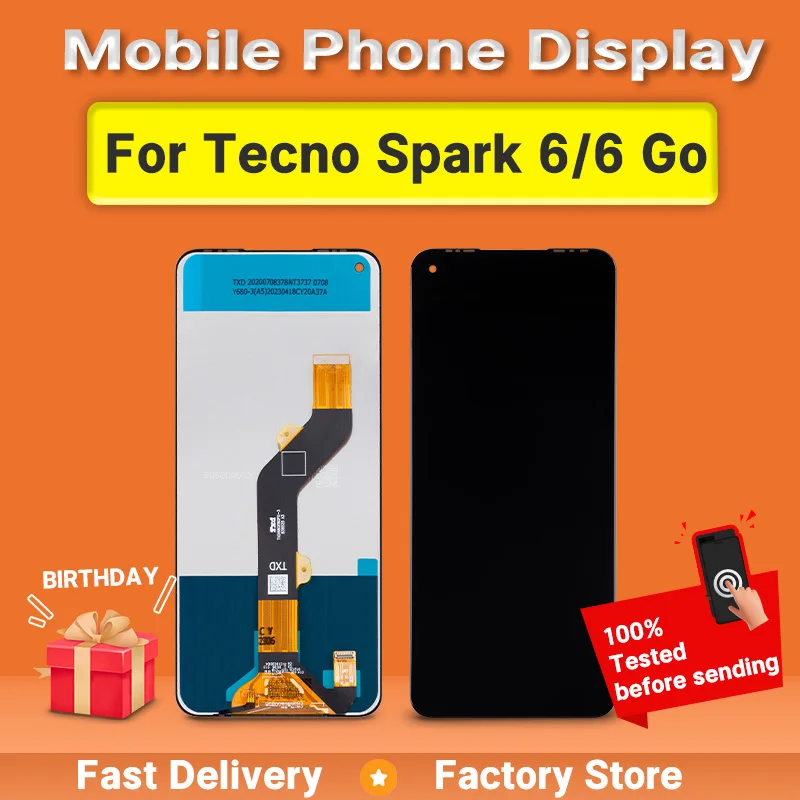 Фото . KE7 KE5j KE6j do Tecno Spark 6. Wysokiej jakości digitizer ekranu dotykowego do wyświetlacza Spark 6 Go do naprawy ekranu powietrznego Spark 6. №1