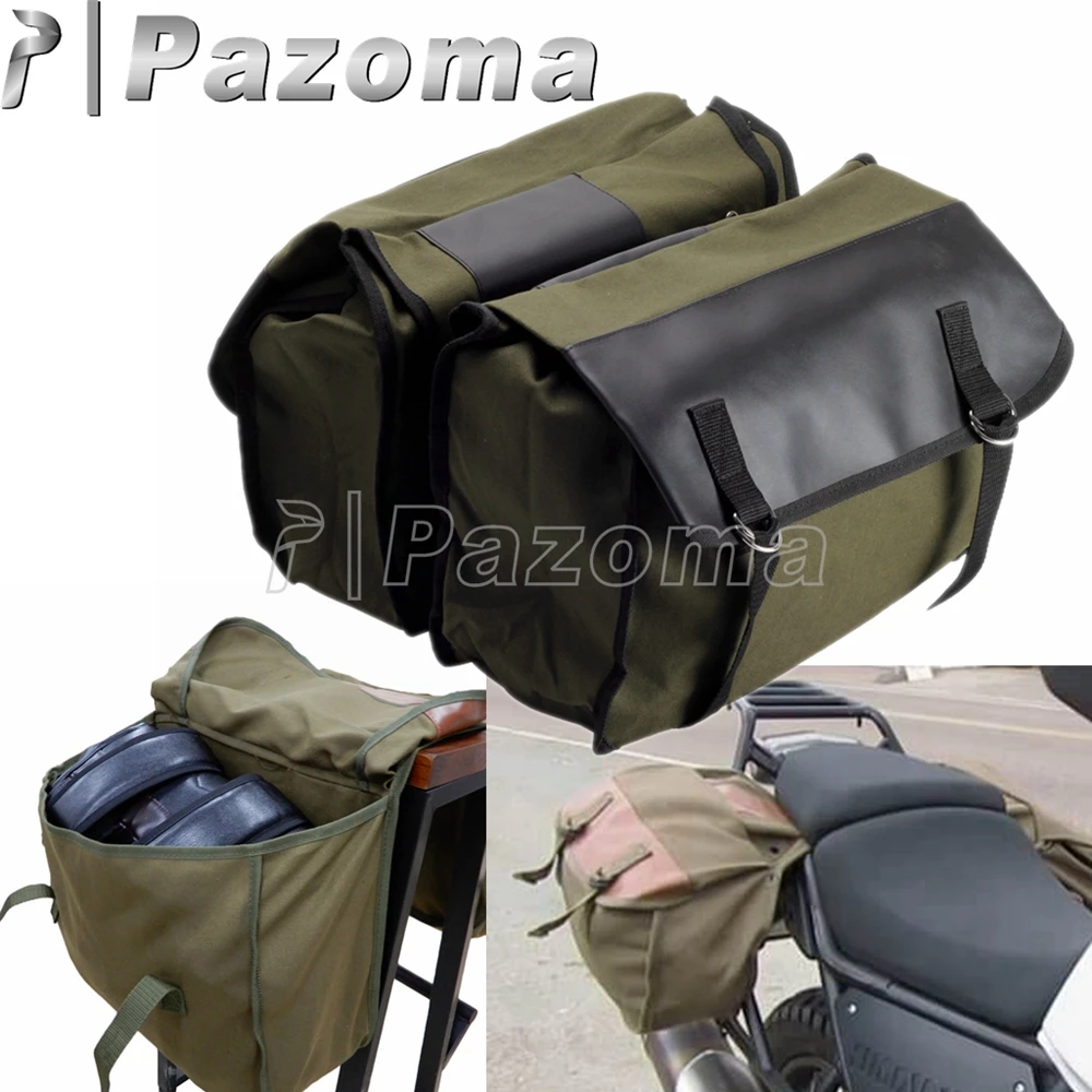 35-41L Waterproof Motorcycle Saddle Bag Side Canvas Panniers Tool Bags For Harley Sportster Honda Shadow VT 750 Kawasaki Vulcan