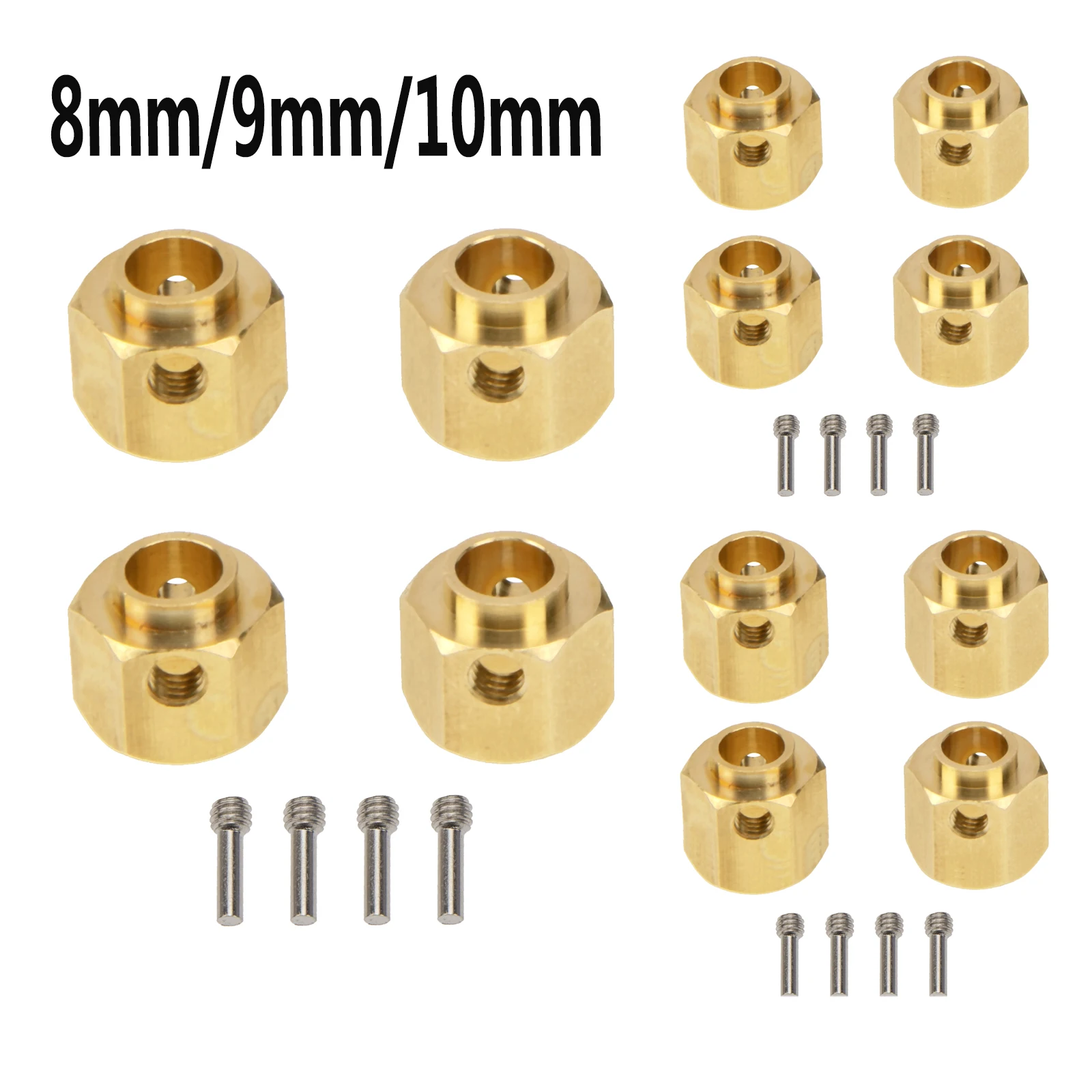 

4Pcs Brass 12mm Hex Hubs Adapter Extension Combiner Counterweight for Traxxas TRX-4 RC4WD D90 Redcat Gen7 RC 1/10 Crawler Car