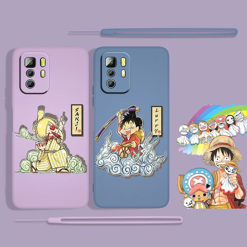 

One Piece Anime Cute For Xiaomi Redmi Note 11 11S 10 10S 9 9S 9T 8 8T 7 5 Pro 4G 5G Liquid Rope Phone Case Cover Capa Shell