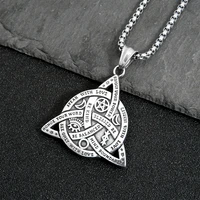 new norse viking odin trinity pendant necklace for men stainless steel vintage letter viking necklace amulet jewelry wholesale
