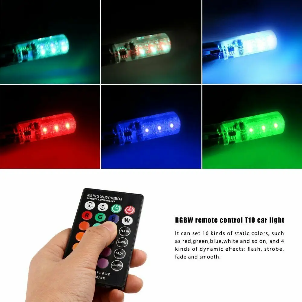 2 шт. Автомобильные светодиодные лампы для чтения T10 5050 SMD RGB |