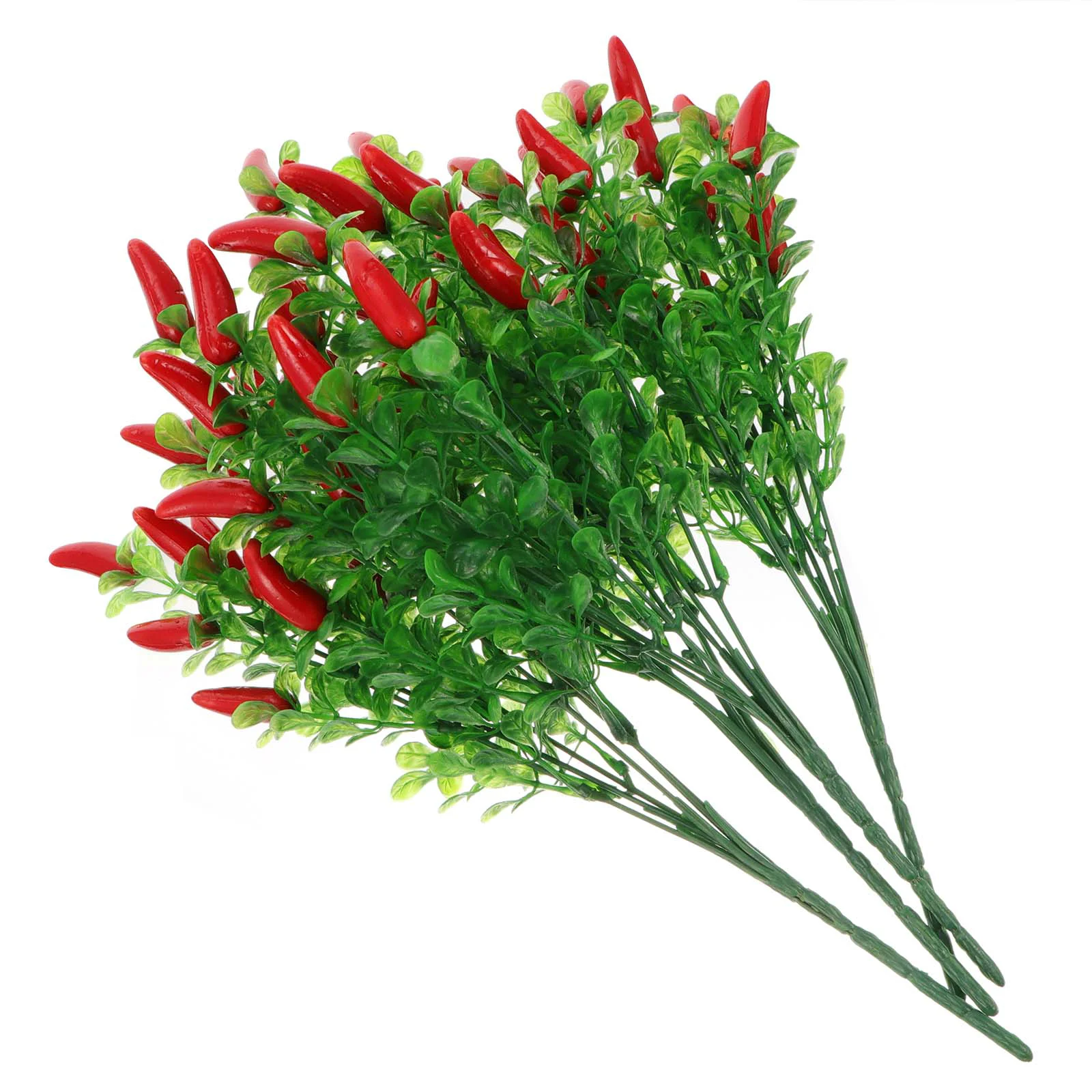 

4 Pcs Outdoor Artificial Plants Peppermint Decor Home Fake Chili Bouquet Plastic Décor Farmhouse Flowers Lucky