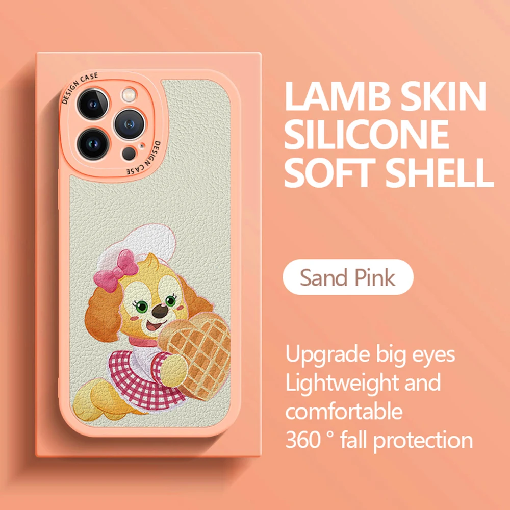 Чехол для iPhone D-Disney C-Cookieann 16 15 14 13 12 11 Pro Max 7 8 Plus XR X XS SE мягкий кожаный чехол