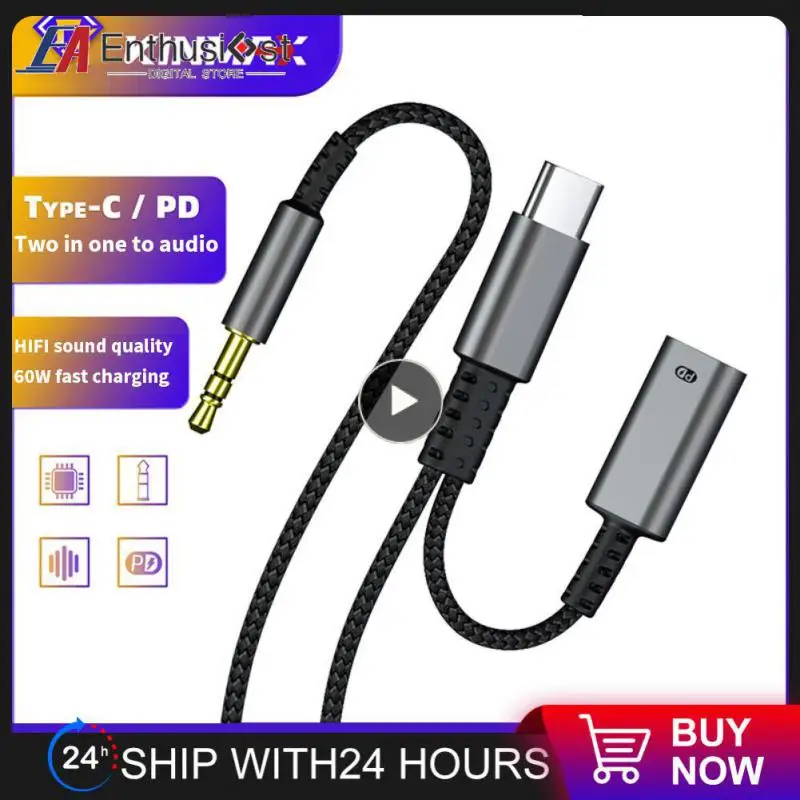 

Pd 60w Mic Jack Dongle Cable Usb C To Aux Hifi Charger Adapter Usb C To 3.5mm Headphone For Samsung Galaxy S20 S21 Aluminum
