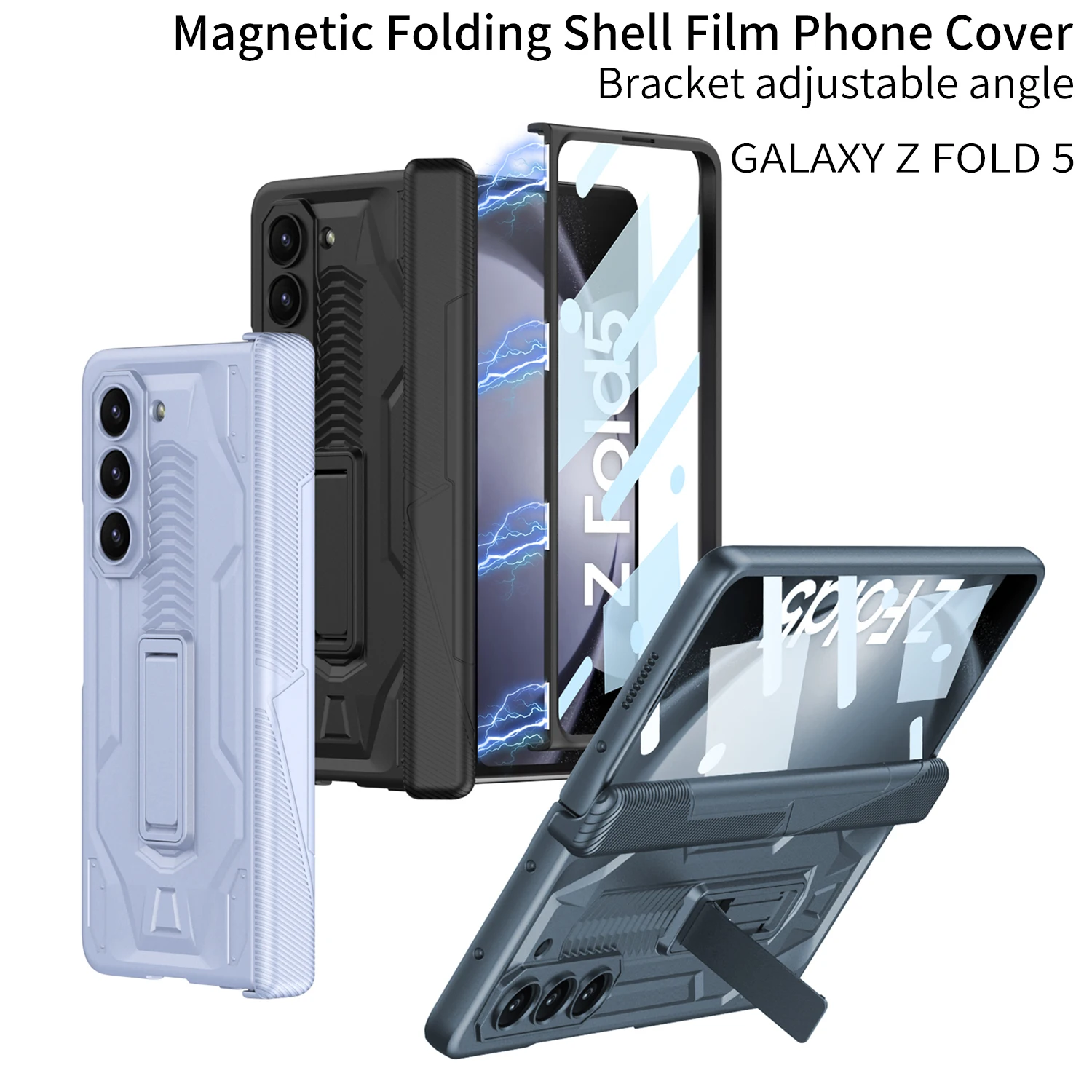 

For Samsung Galaxy Z Fold 5 Case Hinge Armor Magnetic Fold 4 3 Shockproof Hybrid Rugged Kickstand Full Screen Protector Cover