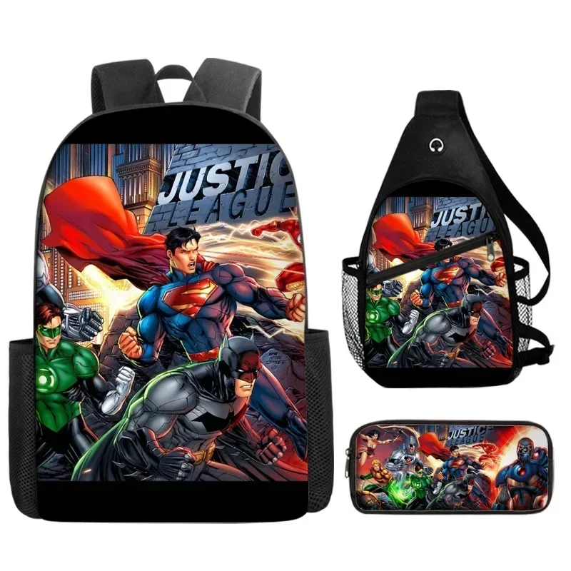 

DC Justice League, Superman, Cartoon Backpack, Student Backpack, Kids Student school supplies, 3-piece set, birthday gift