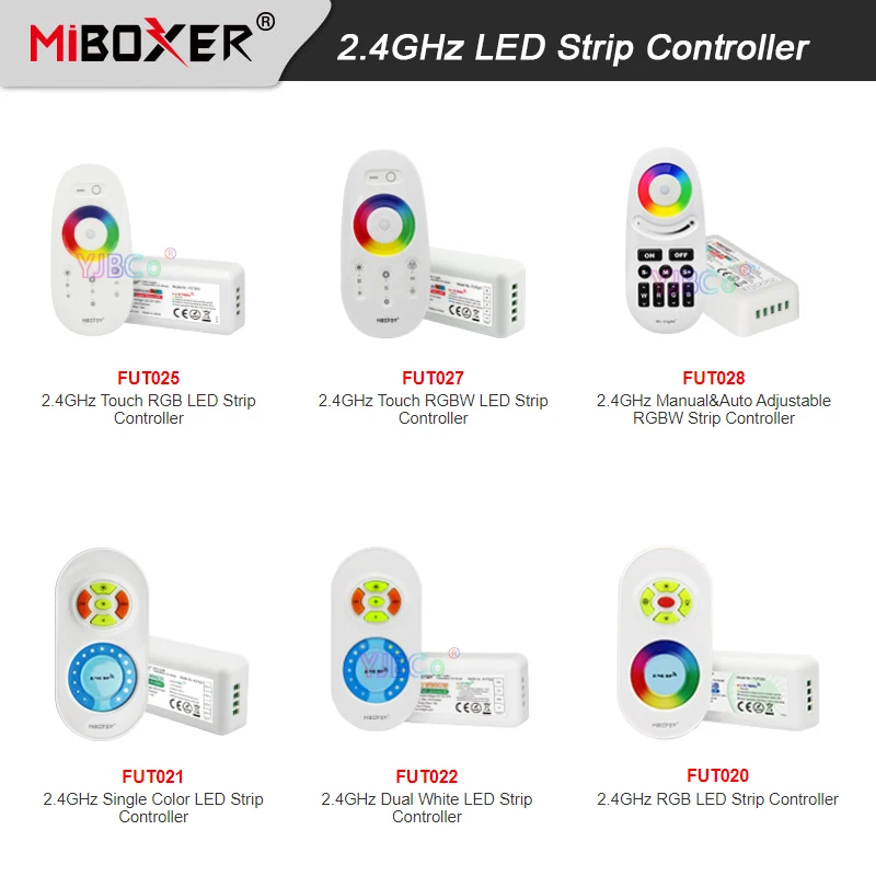 Miboxer 12V 24V 2.4G Single color/Dual White(CCT)/RGB /RGBW LED Strip Light Controller wireless Remote Lamp Tape dimmer Switch