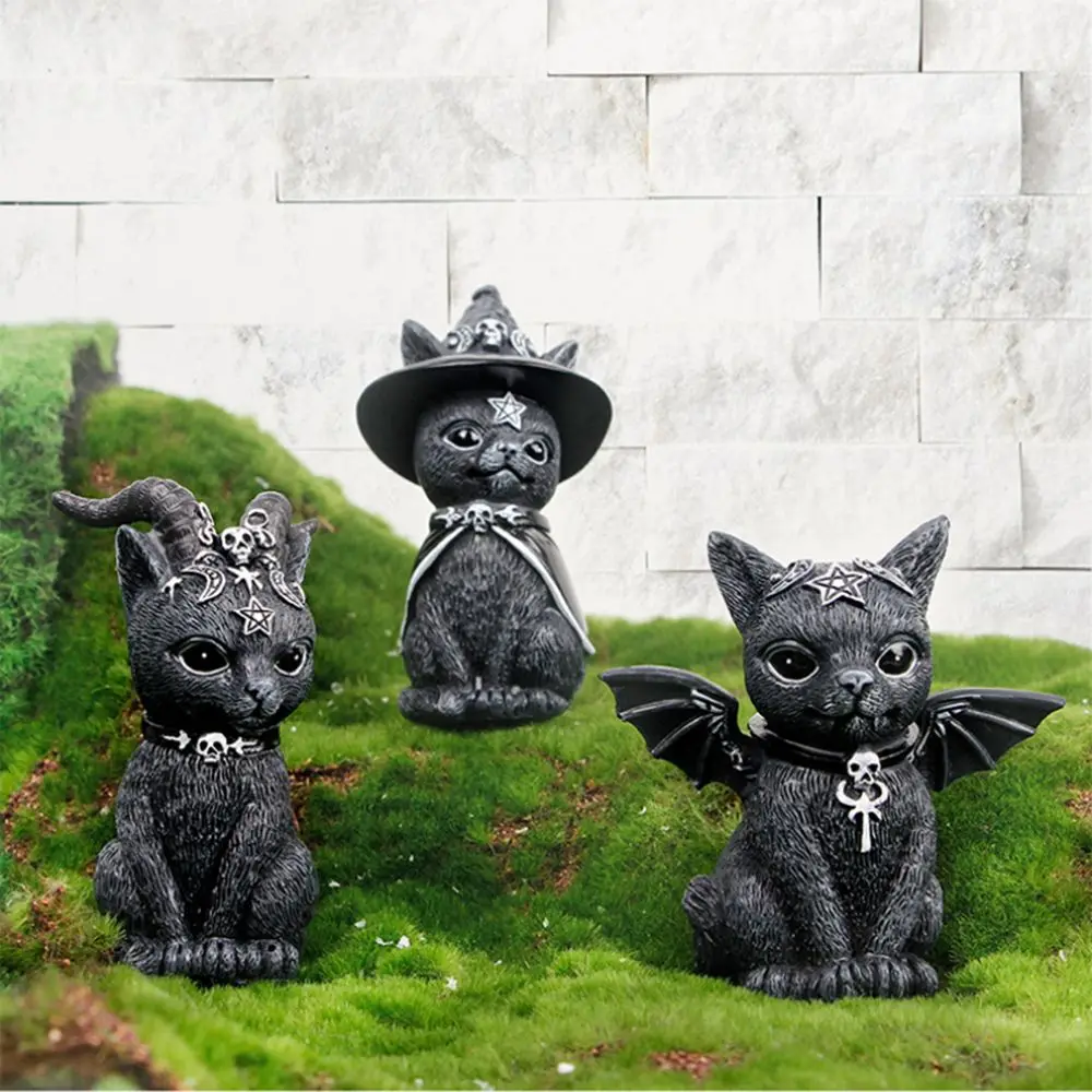 

Готическое украшение для котят, украшение для сада, статуэтка кошки, статуэтка животного, искусственный дьявол, Черный кот