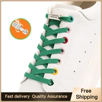 20 colors elastic laces round metal lock flat shoelaces reflective for sneakers lazy shoes lace easy to put on and take off