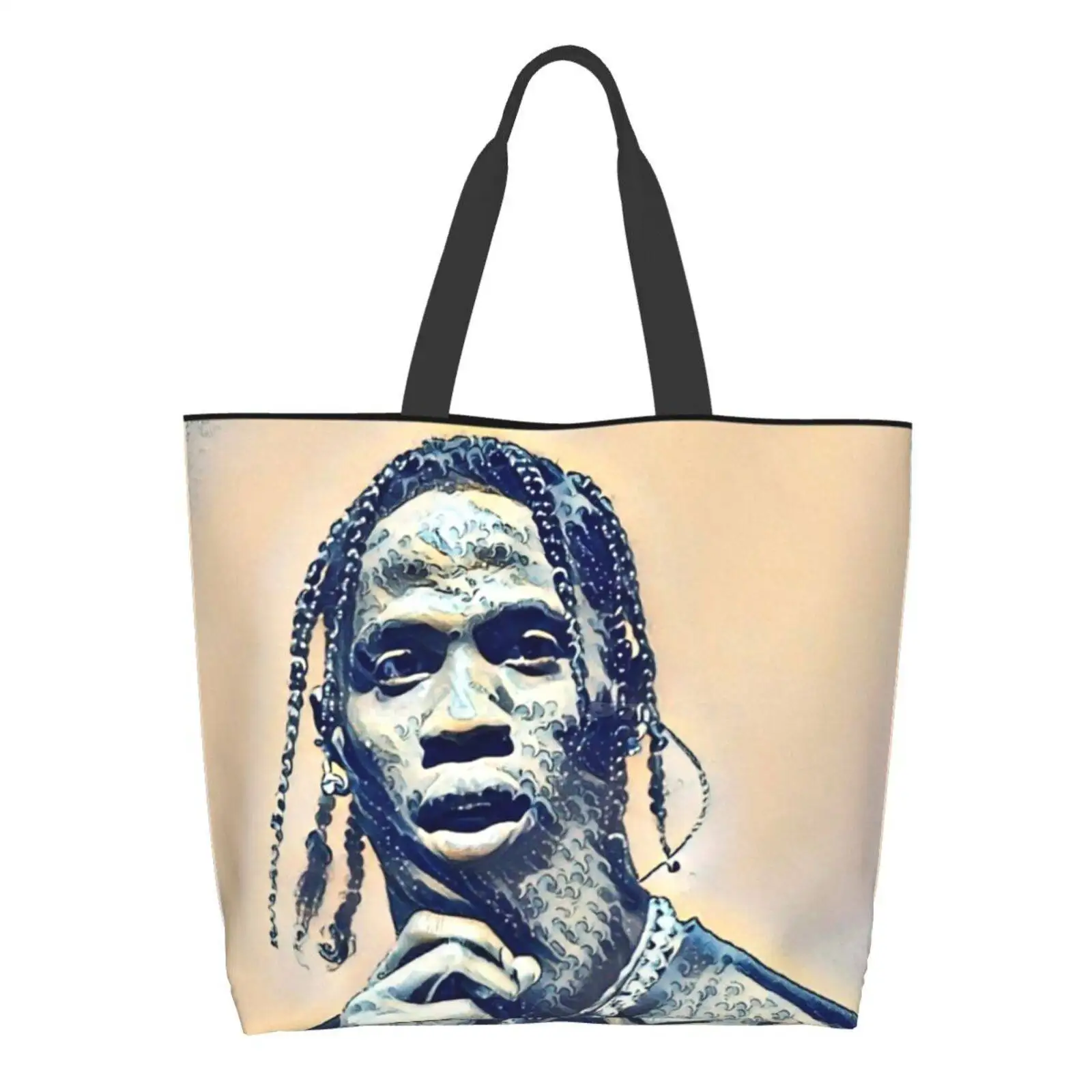 

Travis Waves Poster Designer Handbags Shopping Tote Rap Music Hiphop Drake Lil Uzi Vert Playboicarti Kanyewest Rapper Migos