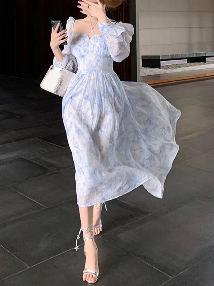 

Женское винтажное платье с длинным рукавом, элегантная повседневная праздничная одежда для лета