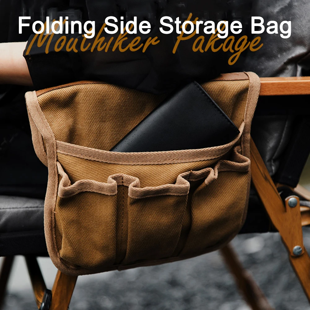 

Camping Kermit Chair Armrest Hanging Bag Multi-functional Armrest Side Pockets Portable Canvas Double-layer Storage Bag Pouch