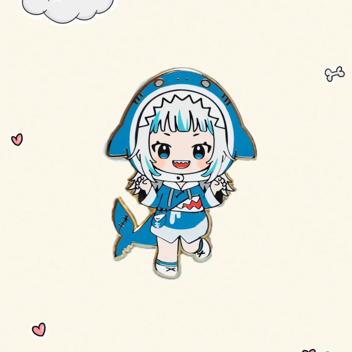 Эмалированная булавка Gawr Gura